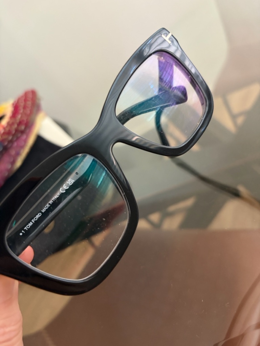 Tom Ford Black Glossy Sunglass Temples with White Logo